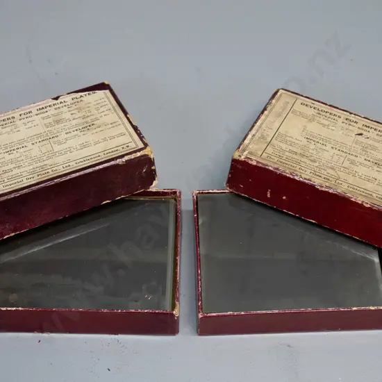 27 vintage glass photographic negatives in 2 boxes - Queenstown and environs, photographer unknown. Quarter plate size,