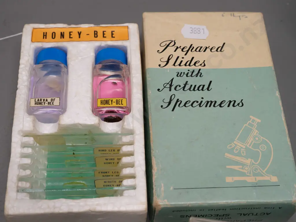 vintage cased hobby microscope with boxed specimen slides, 2 eyepieces - microscope marked C.O.C. H-220 Image 1++