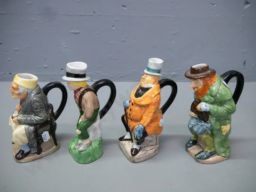 4x Woods & Sons Charles Dickens Toby Jugs: David Copperfield, Scrooge, Mr Micawber, Faigin H-155 Image 1++