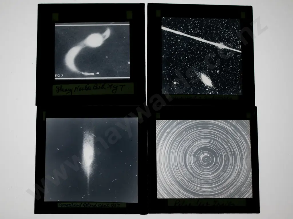 vintage glass lantern slides of astronomical subjects: planets, meteorites, etc - in wooden holder. Approx 42, each is Image 1++