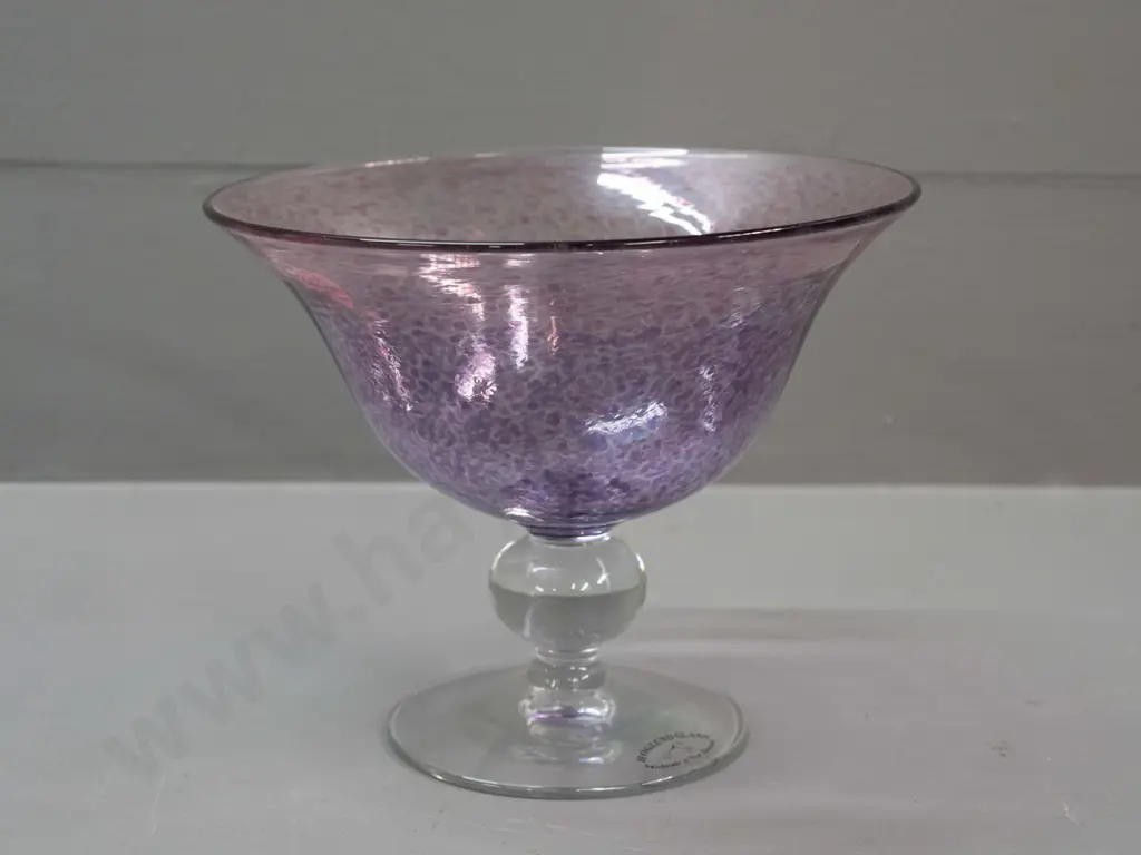 Hoglund art glass comport in mottled purple tones H-125 D-150 Image 1++