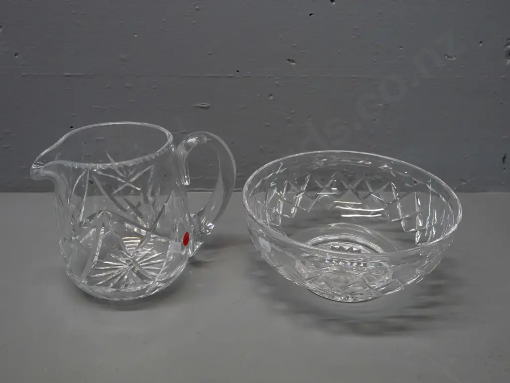 2 cut crystal items - Stuart bowl D-210 and Webb-Corbett jug H-155 Image 1++