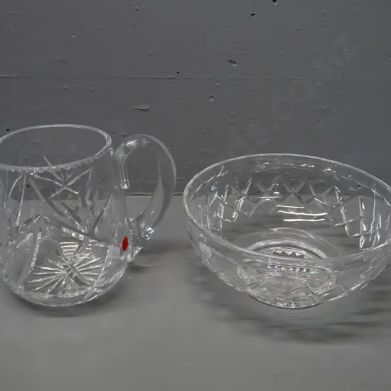 2 cut crystal items - Stuart bowl D-210 and Webb-Corbett jug H-155