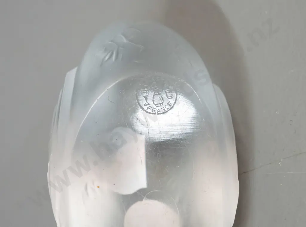 4 small glass animal figurines - fish, frog and 2 frosted clear ducks - larger duck marked Baccarat France H-40 L-130 Image 1++