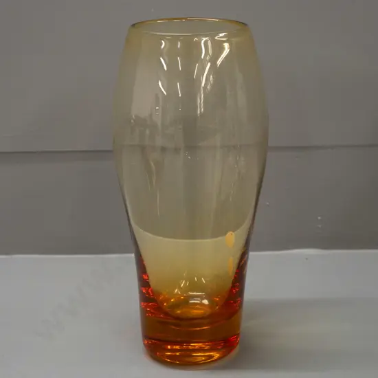 art glass vase - amber heavy-based bolster shape H-260