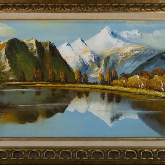 G Whitman - gilt framed oil on canvas - landscape H370 W750