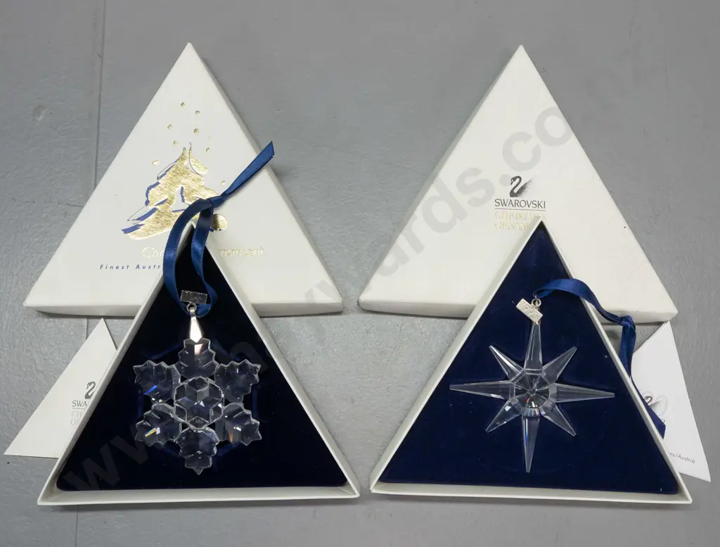 2 Swarovski crystal Christmas snowflake ornaments in original boxes - 1995 and 1996 Image 1++