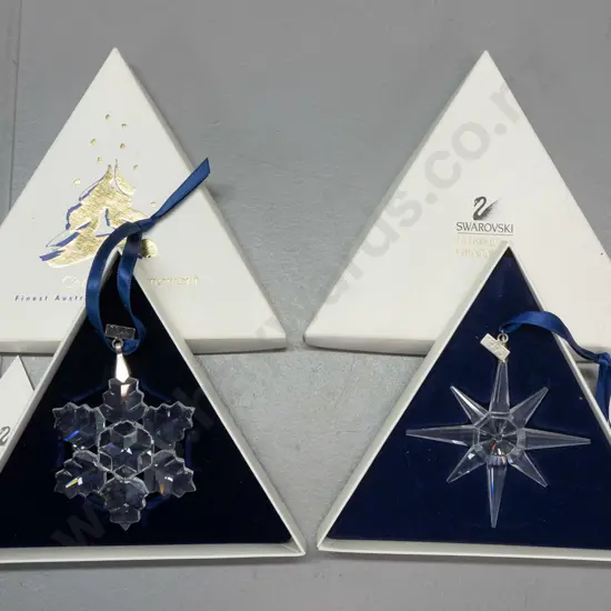 2 Swarovski crystal Christmas snowflake ornaments in original boxes - 1995 and 1996