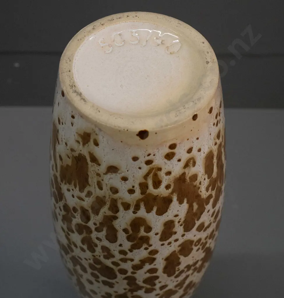 German pottery tall mottled brown bottle vase with Uebelacker Keramik label H-400 Image 1++