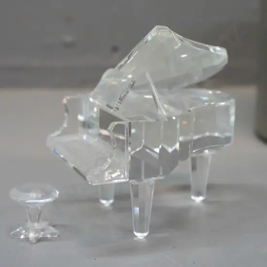 Swarovski crystal grand piano with stool, in original box H-65 L-65