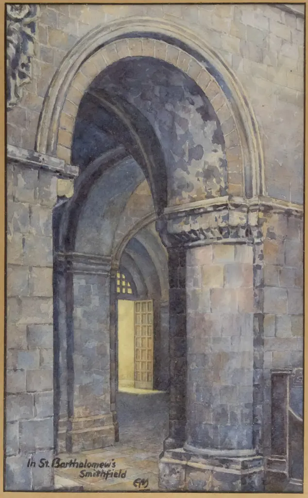 EM - framed watercolour "In St Bartholomew's Smithfield" H300 W190 Image 1++