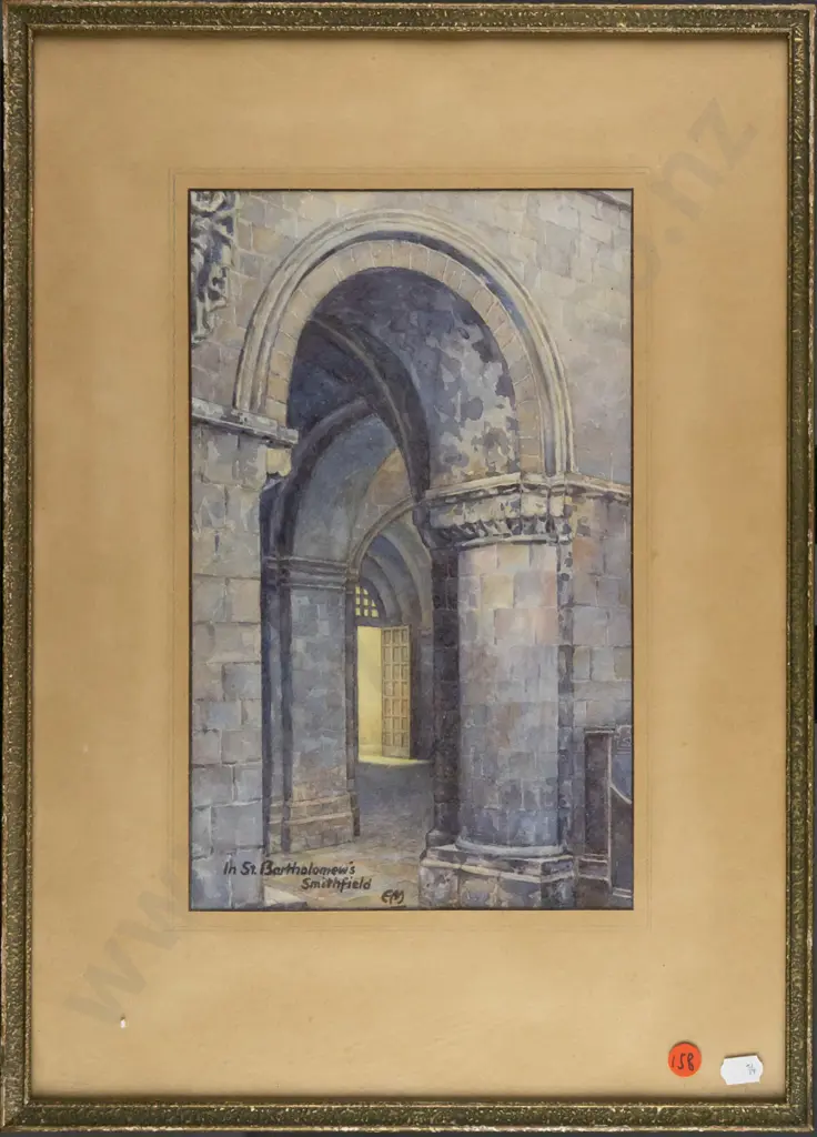 EM - framed watercolour "In St Bartholomew's Smithfield" H300 W190 Image 1++