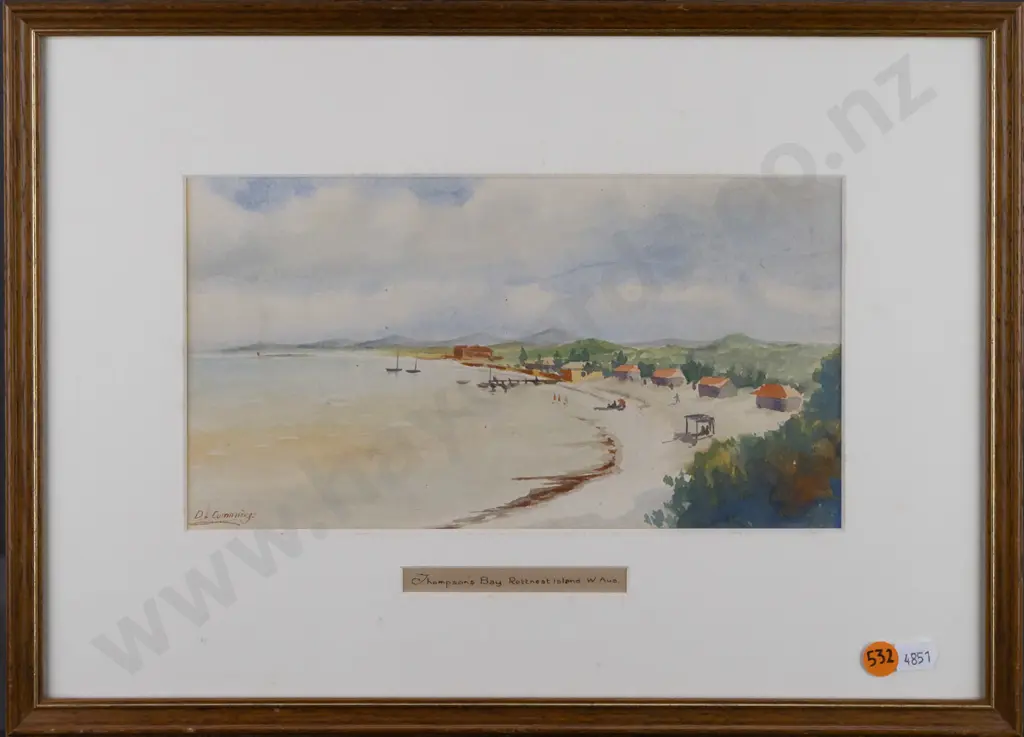 DL Cummings -- framed watercolour "Thompson's Bay, Rottnest Island W. Aus" H-165 W-255 Image 1++