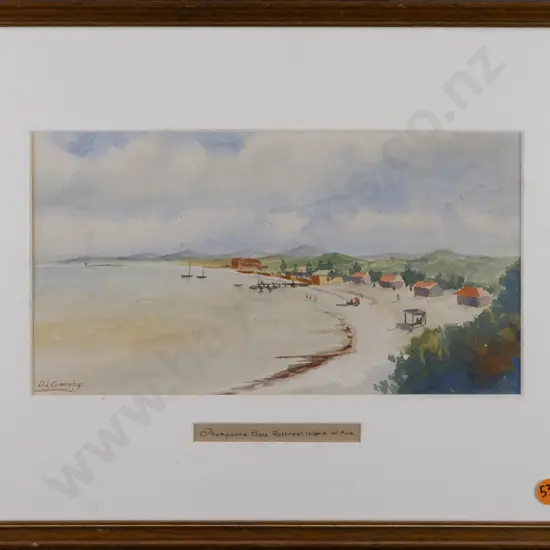 DL Cummings -- framed watercolour "Thompson's Bay, Rottnest Island W. Aus" H-165 W-255