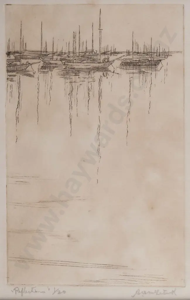 A McClintock - framed etching 1/20 "Reflections" H140 W95 (foxing) Image 1++