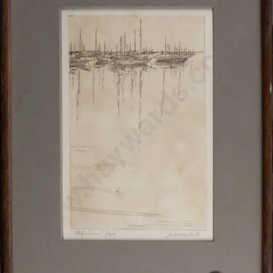 A McClintock - framed etching 1/20 "Reflections" H140 W95 (foxing)