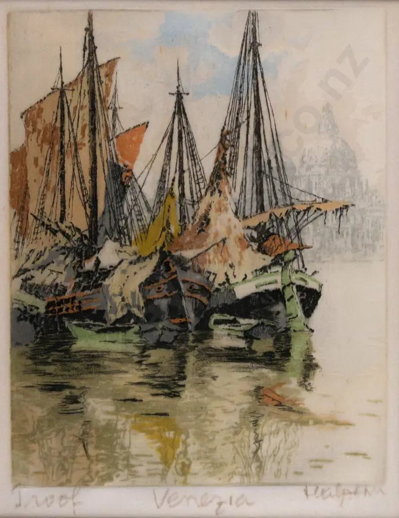 framed FH Halpern etching "Venetia" H160 W130 Image 1++