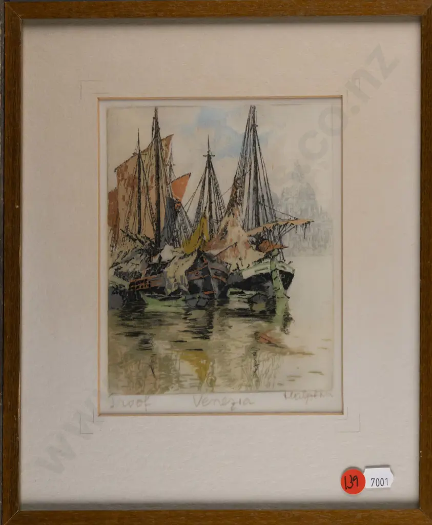 framed FH Halpern etching "Venetia" H160 W130 Image 1++