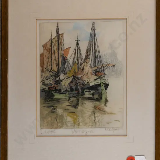 framed FH Halpern etching "Venetia" H160 W130