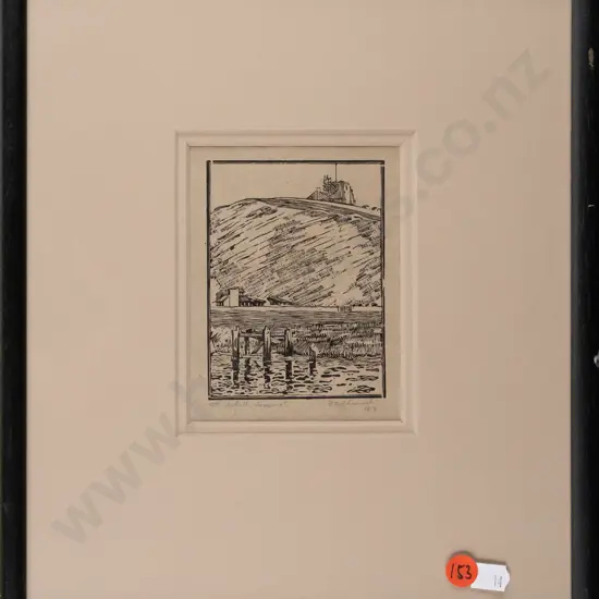 Francis Shurrock 1919 - framed etching "At Uphill, Somerset" H105 W75