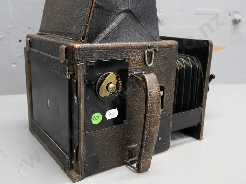 Houghton London Ensign Reflex Model A camera in restorer's condition with film holder - corrosion, wear to paint and Image 1++