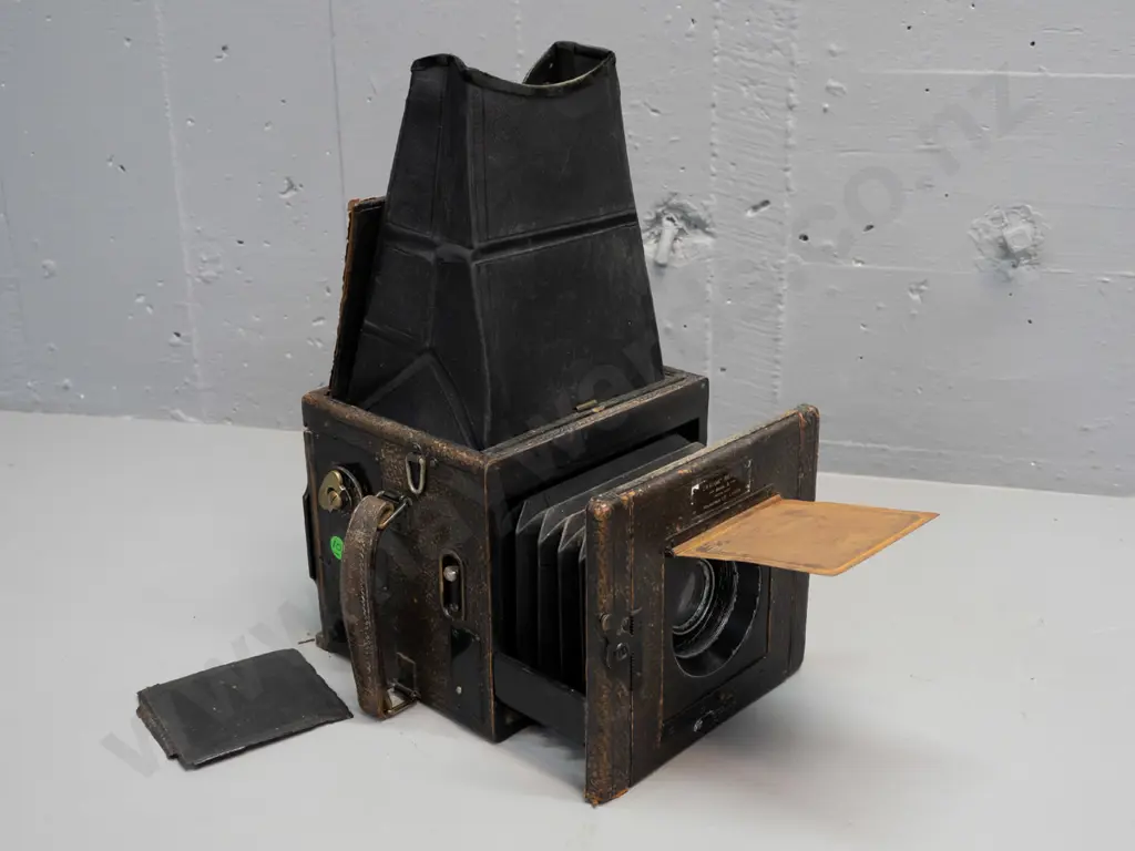 Houghton London Ensign Reflex Model A camera in restorer's condition with film holder - corrosion, wear to paint and Image 1++