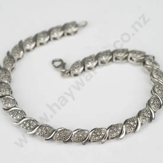 sterling silver diamond set bracelet with valuation (13.74gm)