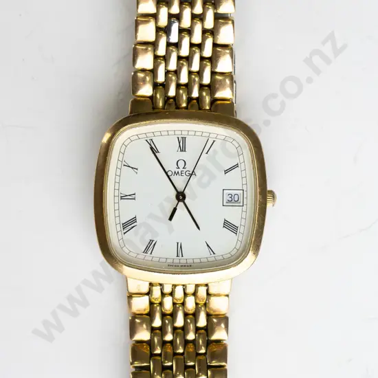 gold Omega gents watch on bracelet