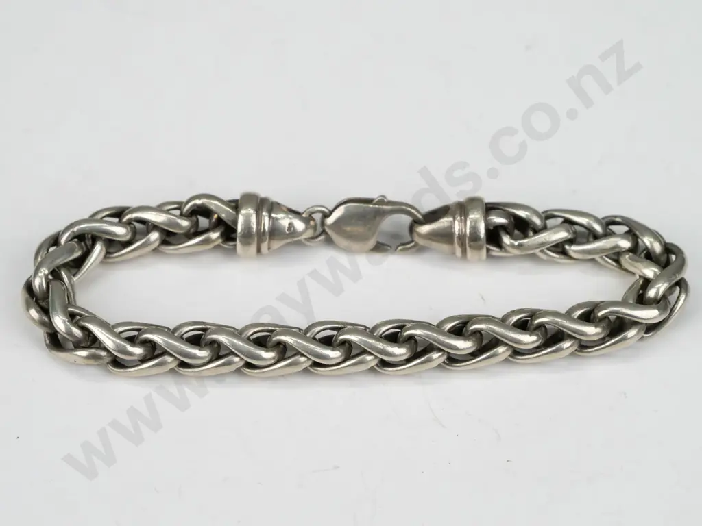 heavy silver chain bracelet stamped 925 (43gm) Image 1++