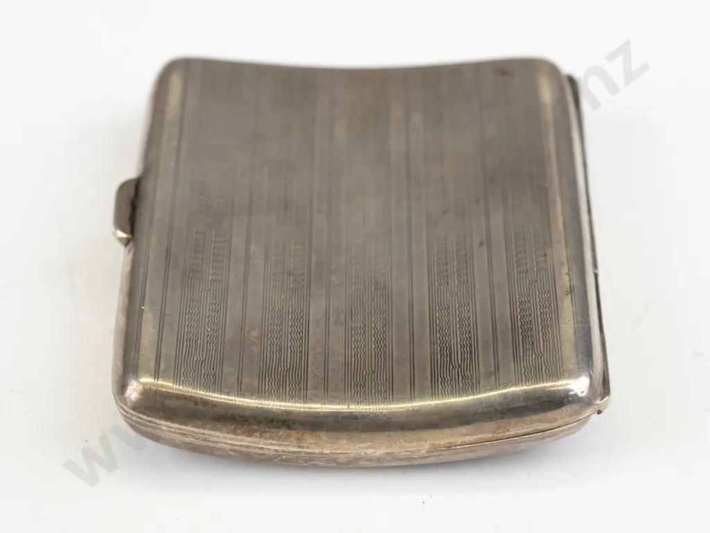 vintage sterling silver cigarette case w/monogram - hallmarked w/date code 'u' for 1919 - some scratches and a dent to Image 1++