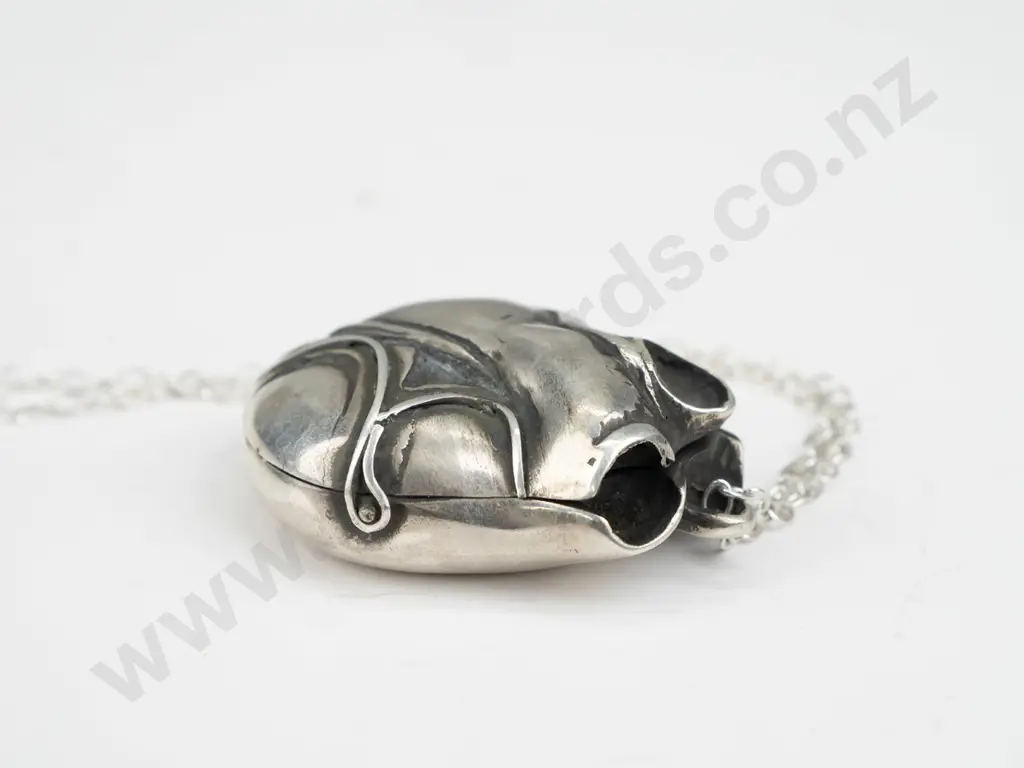 sterling silver anatomical heart locket with 4 internal chambers & internal blood vessel on chain-ltd ed 2/50 (57gm) Image 1++