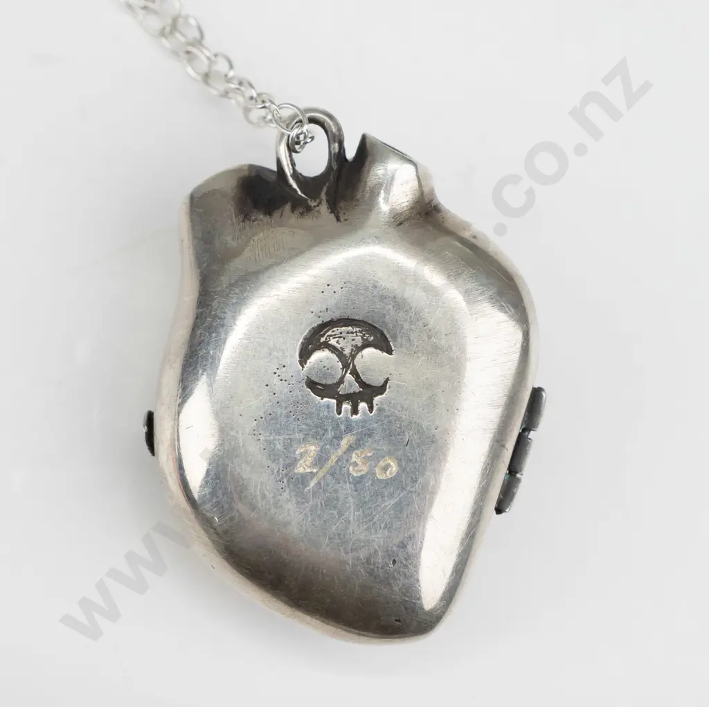 sterling silver anatomical heart locket with 4 internal chambers & internal blood vessel on chain-ltd ed 2/50 (57gm) Image 1++