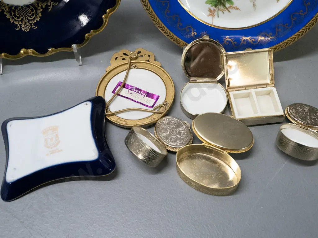assorted Limoges and other miniature items and a German floral plate with gilt rim D-200 Image 1++