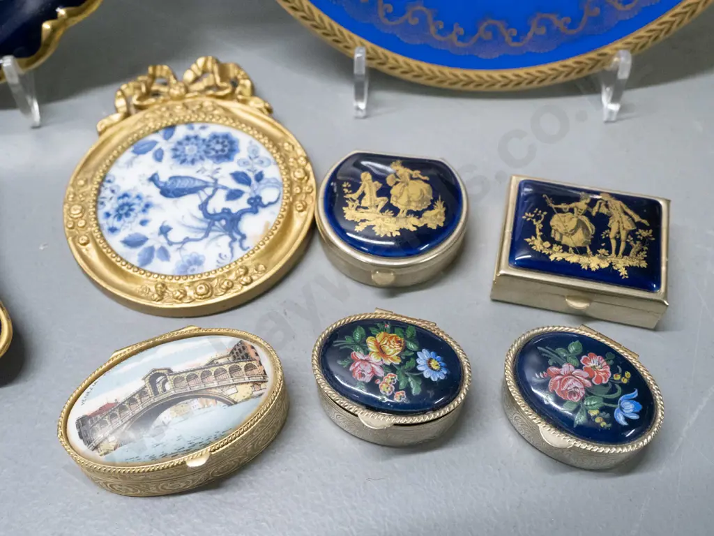 assorted Limoges and other miniature items and a German floral plate with gilt rim D-200 Image 1++