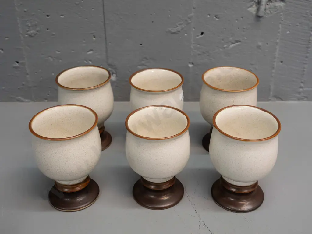 set of 6 speckled glaze Denby pottery goblets H-115 Image 1++