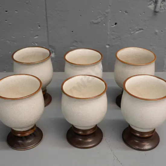 set of 6 speckled glaze Denby pottery goblets H-115
