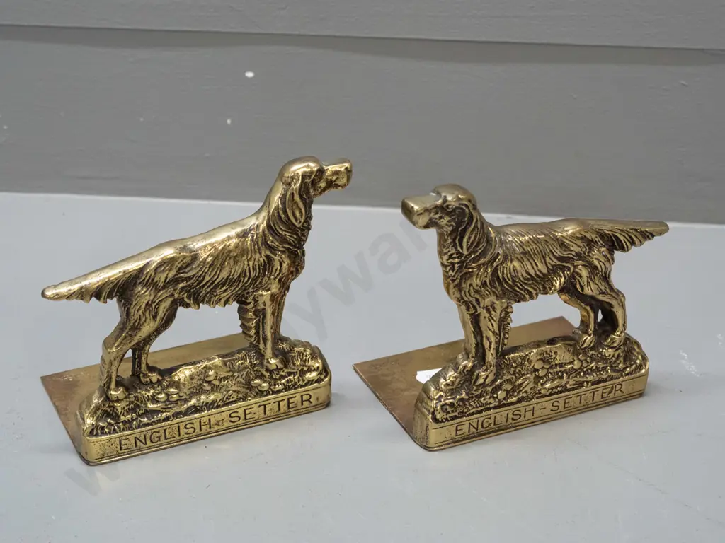 pair of cast brass "English Setter" stamped Peerage and with labels - some discolouration to brass bottom plates H-120 Image 1++