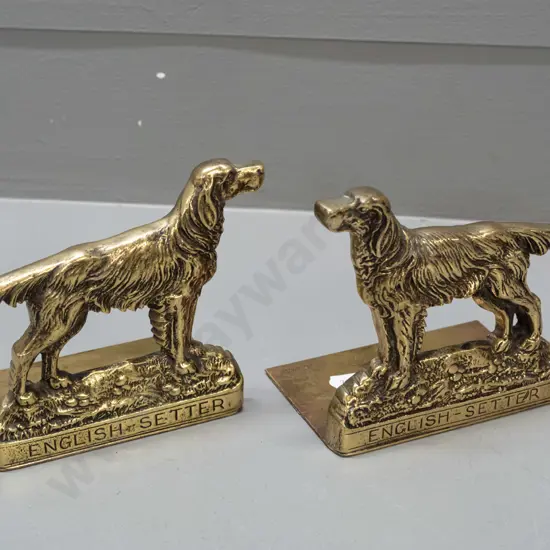 pair of cast brass "English Setter" stamped Peerage and with labels - some discolouration to brass bottom plates H-120