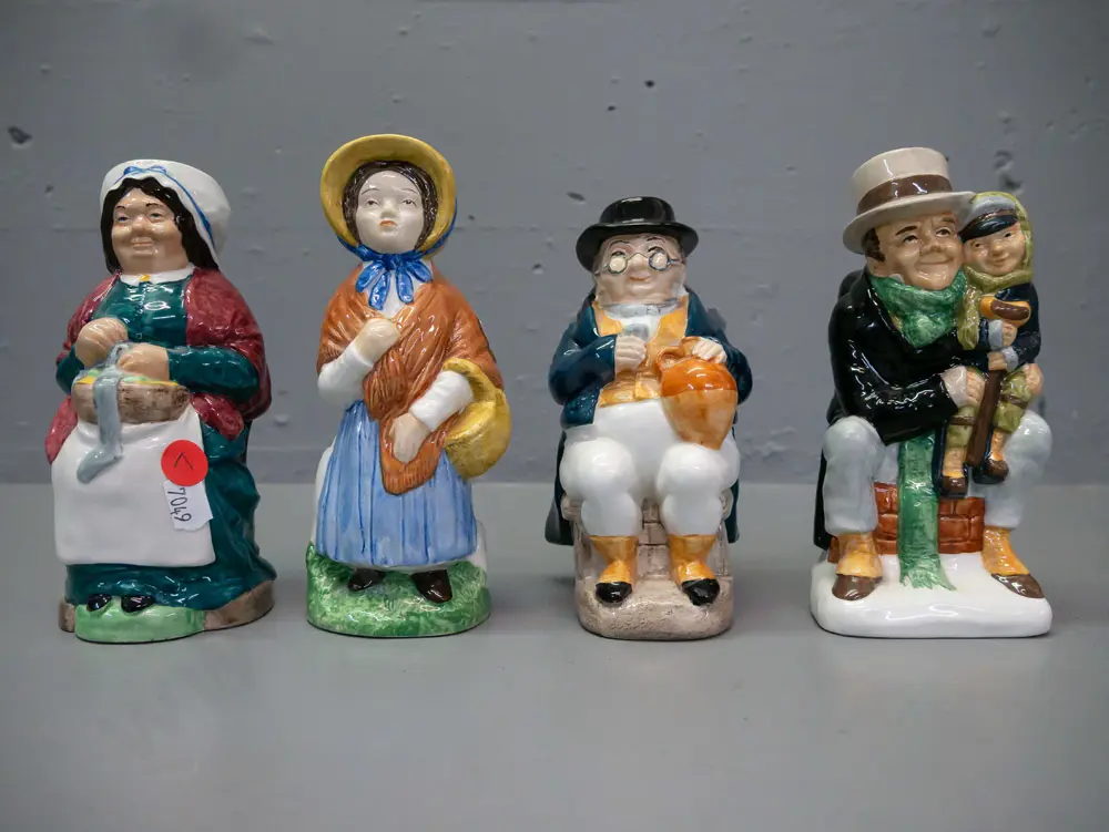 4x Woods & Sons Charles Dickens Toby Jugs: Pegotty, Little Nell, Mr Pickwick, Bob Cratchit & Tiny Tim H-150 Image 1++
