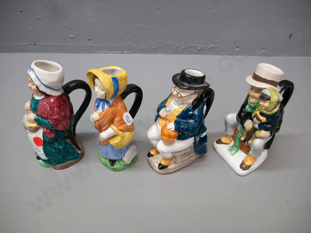 4x Woods & Sons Charles Dickens Toby Jugs: Pegotty, Little Nell, Mr Pickwick, Bob Cratchit & Tiny Tim H-150 Image 1++