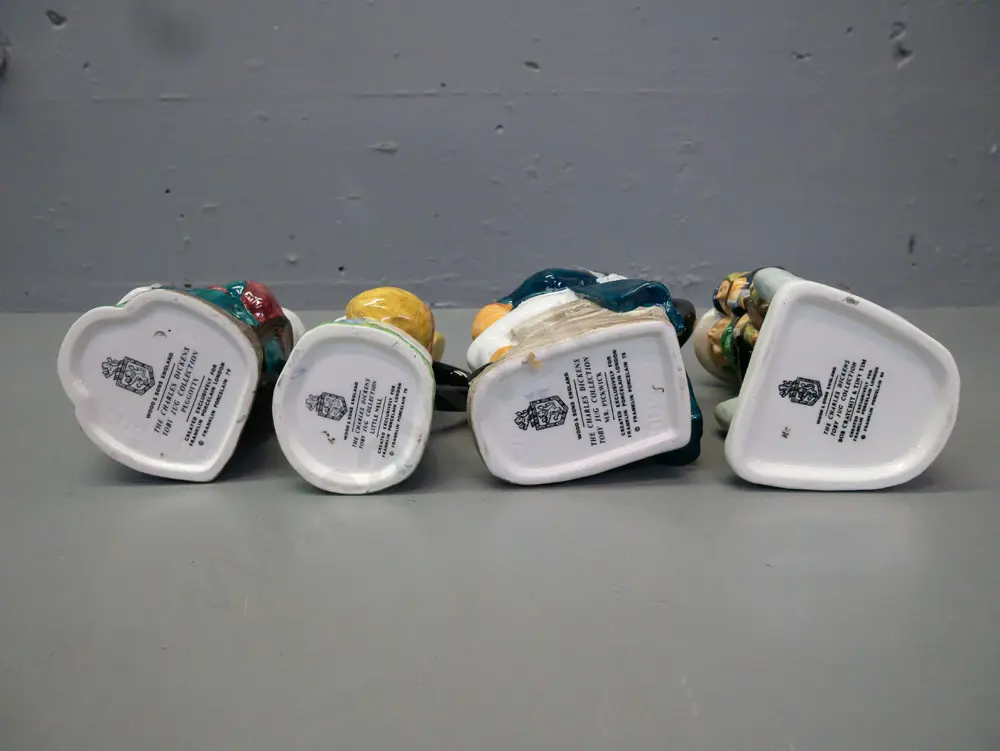 4x Woods & Sons Charles Dickens Toby Jugs: Pegotty, Little Nell, Mr Pickwick, Bob Cratchit & Tiny Tim H-150 Image 1++