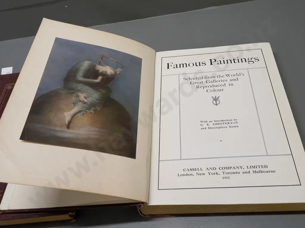 2 large volumes: collections of Famous Paintings pub. Cassell & Co. 1912 and 1913, w/ tipped-in colour prints, some may Image 1++