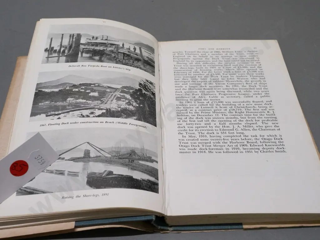 book: Port Chalmers - Gateway to Otago by H.O. Bowman - Otago Centennial Publications 1948 - browning to end papers Image 1++