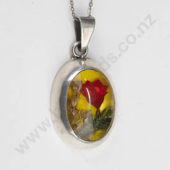 sterling silver Mexican flower pendant