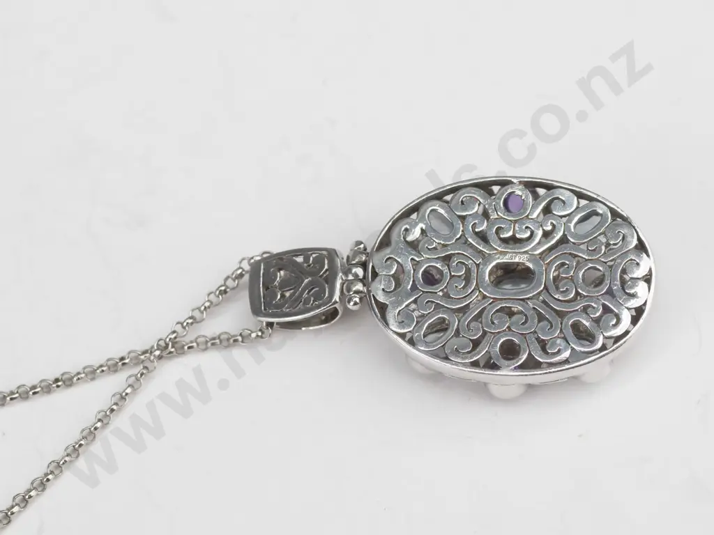 sterling silver topaz & amethyst necklace 13gm Image 1++