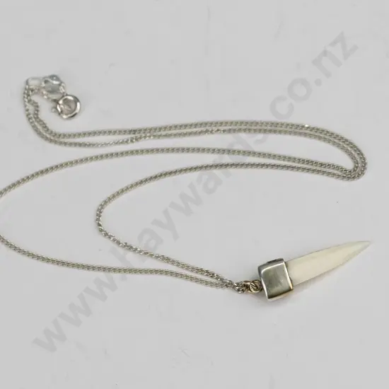 mako shark tooth capped necklace sterling silver chain