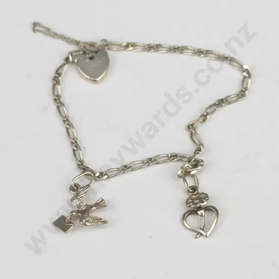 silver charm bracelet stamped 925 (5.2gm)