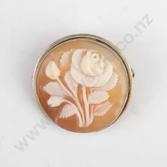 sterling silver cameo rose brooch (6.07gm)
