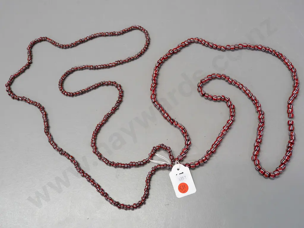 2 strings of glass chevron beads, slight variation in bead sizes - longer string L-500 Image 1++