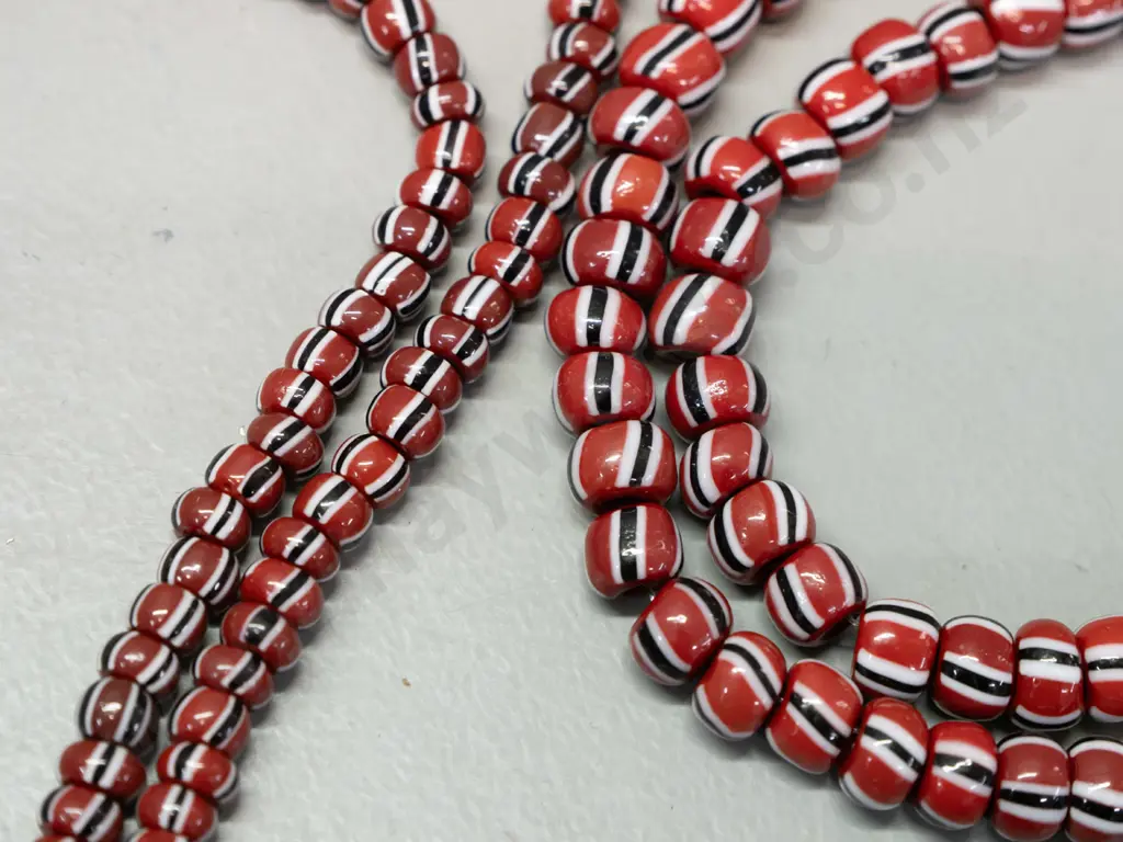 2 strings of glass chevron beads, slight variation in bead sizes - longer string L-500 Image 1++